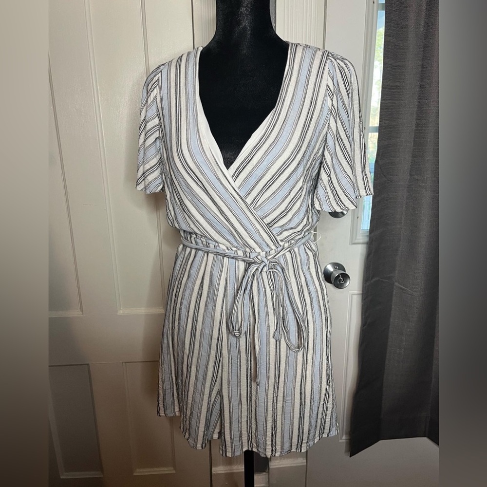 Blue striped romper